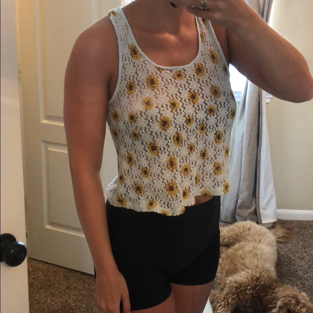 Baby blue sunflower crop top